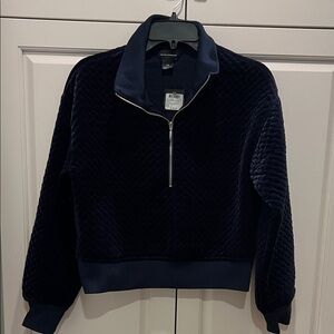 Club Monaco Quilted Velvet Half-Zip Jacket - Navy 🆕 S/P